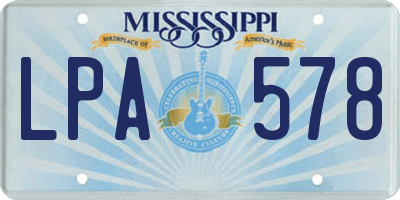 MS license plate LPA578