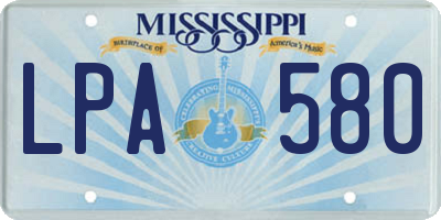 MS license plate LPA580