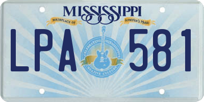 MS license plate LPA581
