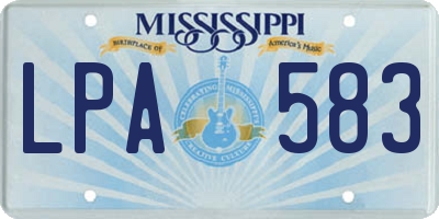 MS license plate LPA583