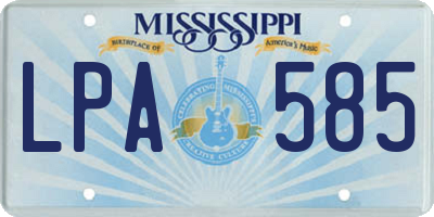 MS license plate LPA585