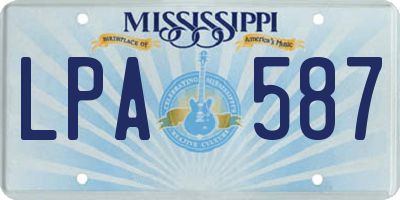 MS license plate LPA587