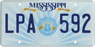 MS license plate LPA592