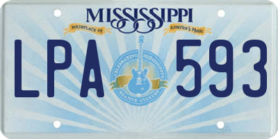 MS license plate LPA593