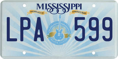 MS license plate LPA599
