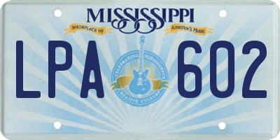 MS license plate LPA602