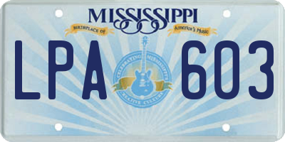 MS license plate LPA603