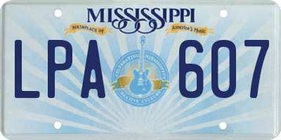 MS license plate LPA607