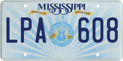 MS license plate LPA608