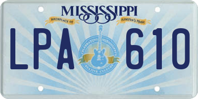 MS license plate LPA610