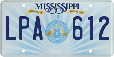 MS license plate LPA612