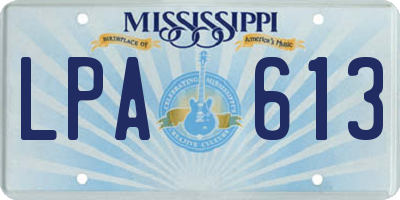 MS license plate LPA613