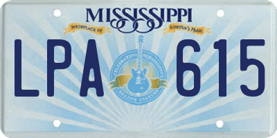 MS license plate LPA615