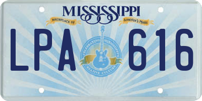 MS license plate LPA616