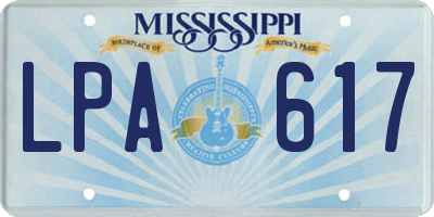 MS license plate LPA617