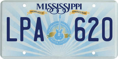 MS license plate LPA620