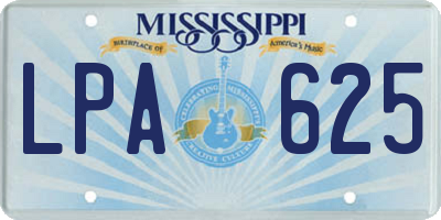 MS license plate LPA625