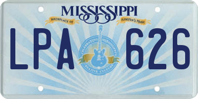 MS license plate LPA626