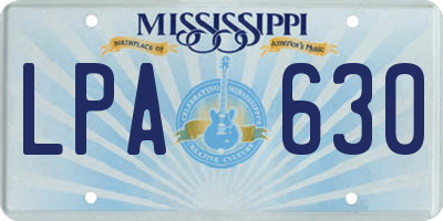 MS license plate LPA630