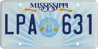MS license plate LPA631