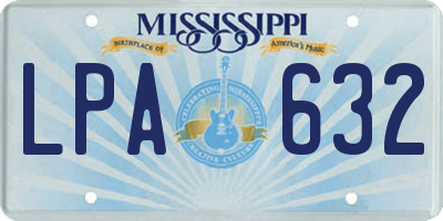 MS license plate LPA632