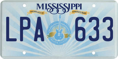 MS license plate LPA633