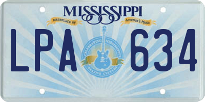 MS license plate LPA634