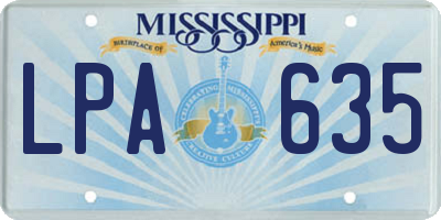 MS license plate LPA635