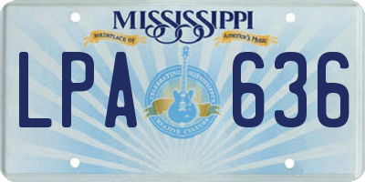 MS license plate LPA636
