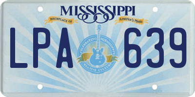MS license plate LPA639