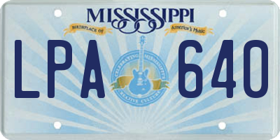 MS license plate LPA640