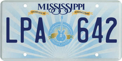 MS license plate LPA642