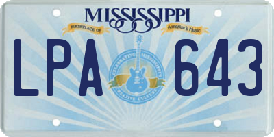 MS license plate LPA643