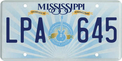 MS license plate LPA645