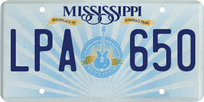 MS license plate LPA650