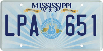 MS license plate LPA651