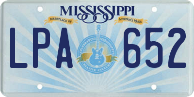 MS license plate LPA652