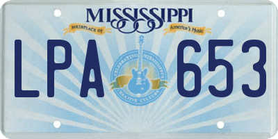 MS license plate LPA653
