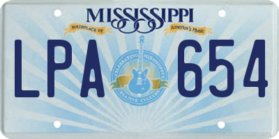 MS license plate LPA654