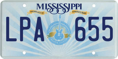 MS license plate LPA655