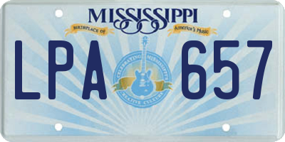MS license plate LPA657