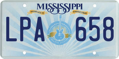 MS license plate LPA658