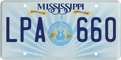 MS license plate LPA660