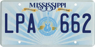 MS license plate LPA662