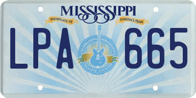 MS license plate LPA665