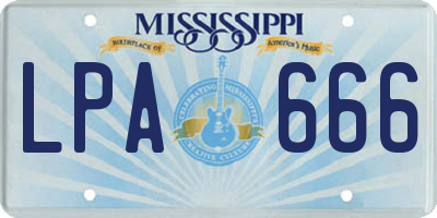 MS license plate LPA666