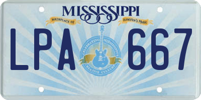 MS license plate LPA667
