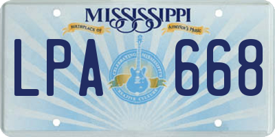 MS license plate LPA668