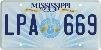 MS license plate LPA669