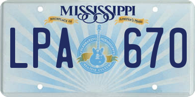 MS license plate LPA670